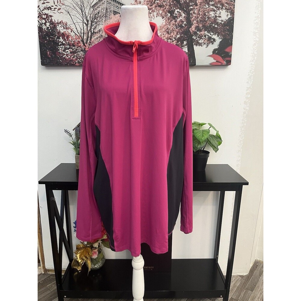 Livi Lane Bryant Quarter-Zip Pullover Size 26/28 Pink Magenta Active Sweatshirt